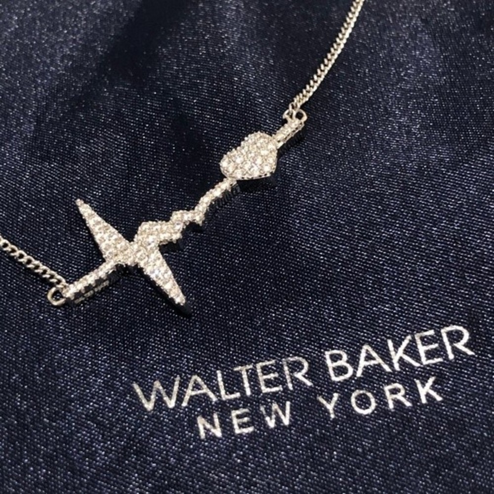 Walter Baker Crystal Heartbeat Necklace New - Picture 2 of 14